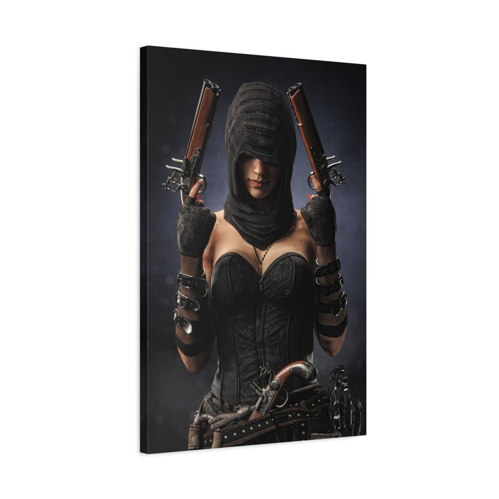 Pirate Assassin Matte Canvas Print — Hooded Female  Wall Art- No Ai- Human created illustration art