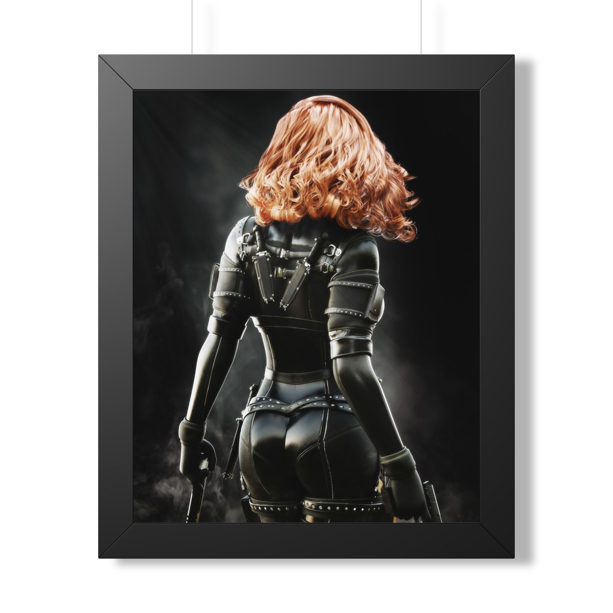 Black Widow-Inspired Framed Poster — Female Superhero Art Print (Vertical) - No AI- human created illustration art