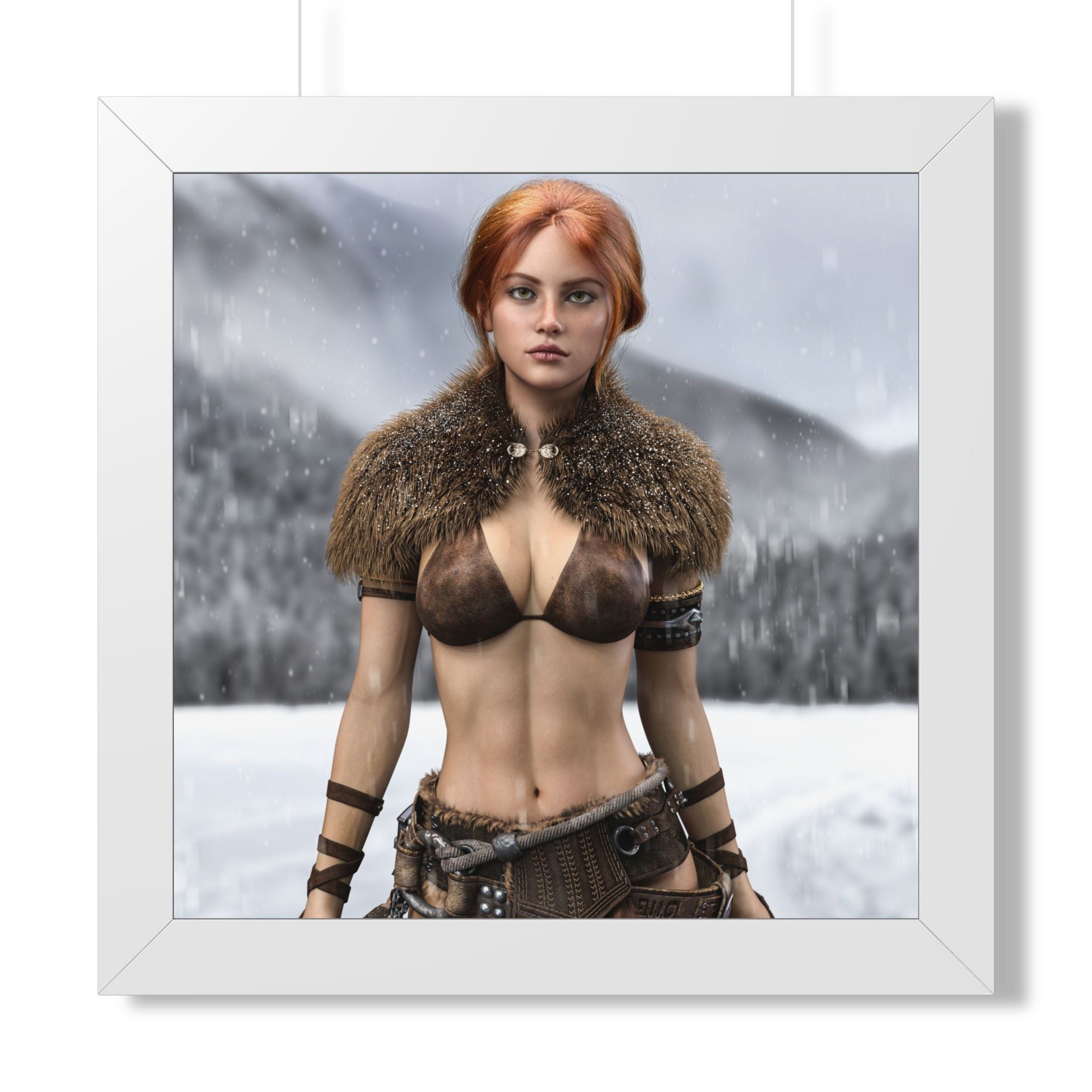 Viking Shieldmaiden Framed Poster — Redhead Warrior Art Print