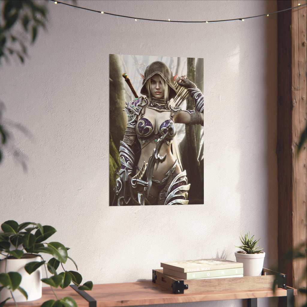 Fantasy Archer Warrior Fine Art Poster — Female Ranger Wall Art for Gamers & RPG Fans