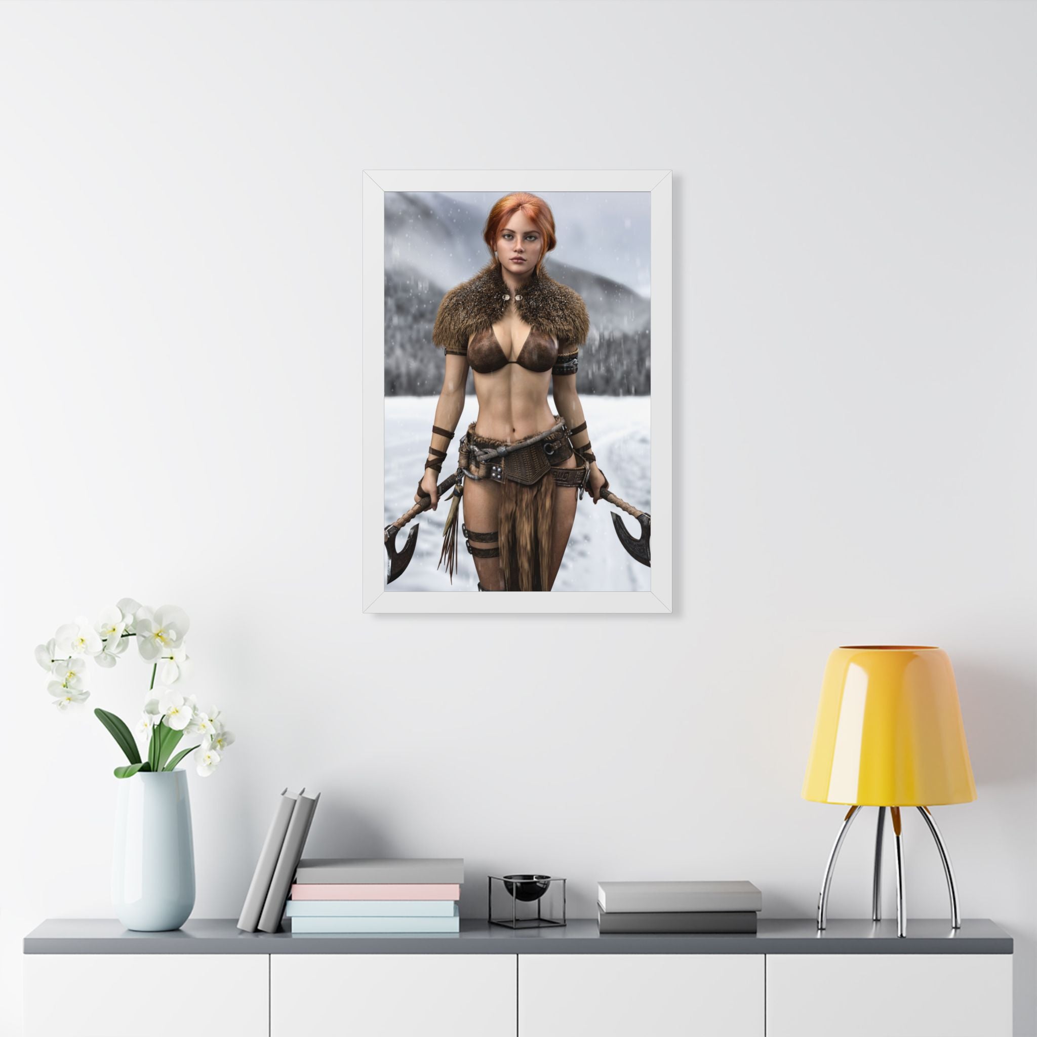 Viking Shieldmaiden Framed Poster — Redhead Warrior Art Print