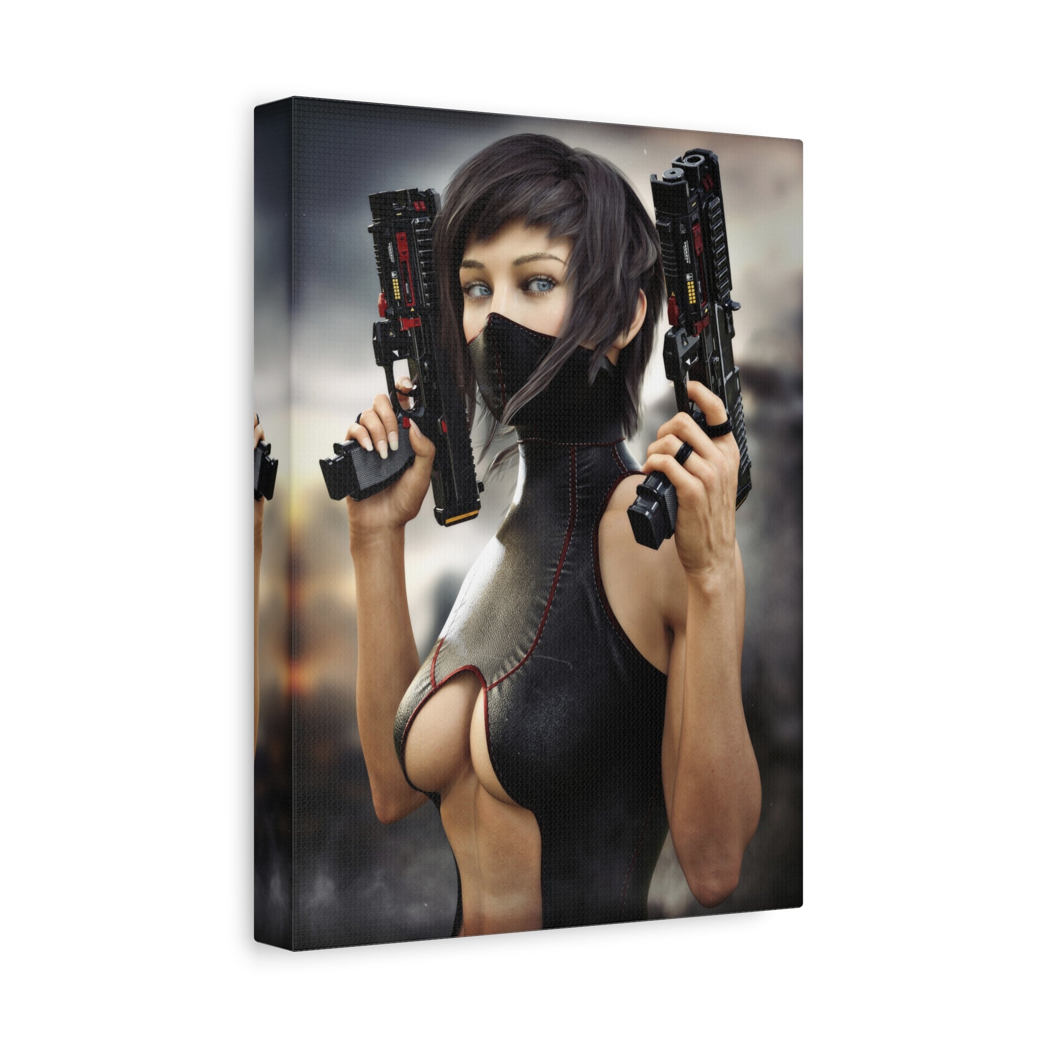 Futuristic Assassin Matte Canvas Wall Art - No Ai- Human created illustration art