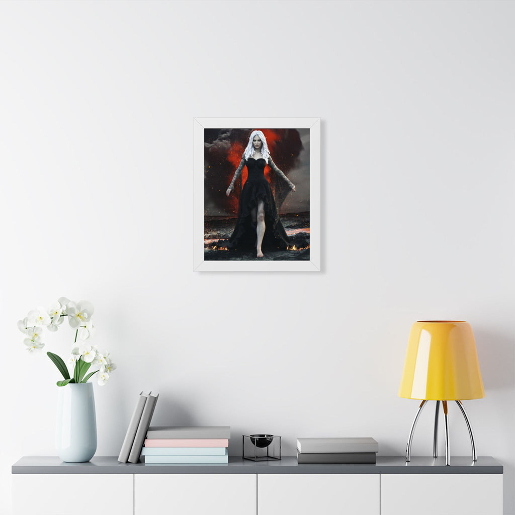Fantasy Dark elf Sorceress Framed Poster – Dark Sorceress Wall Art- No AI- Human created illustration art