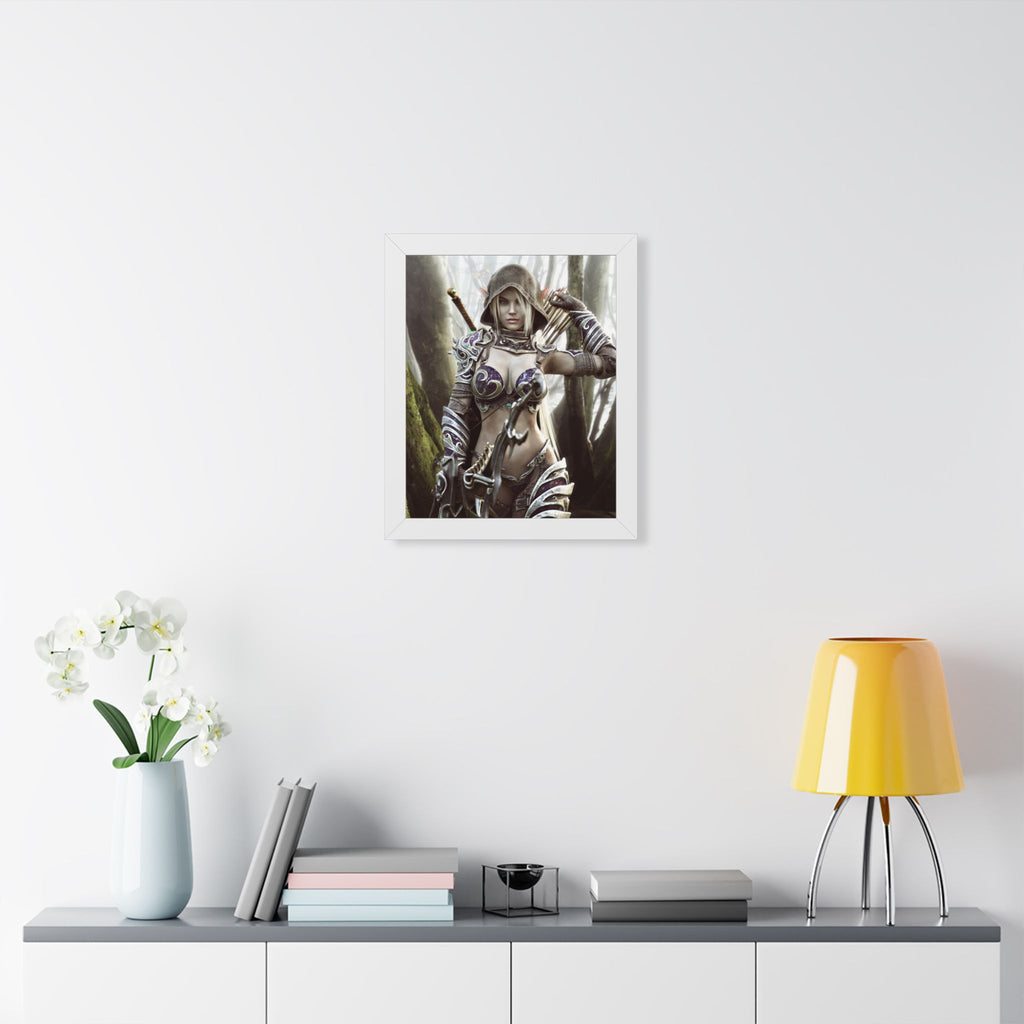Fantasy Archer Framed Poster — Female Ranger Wall Art - No AI - Human created illustration