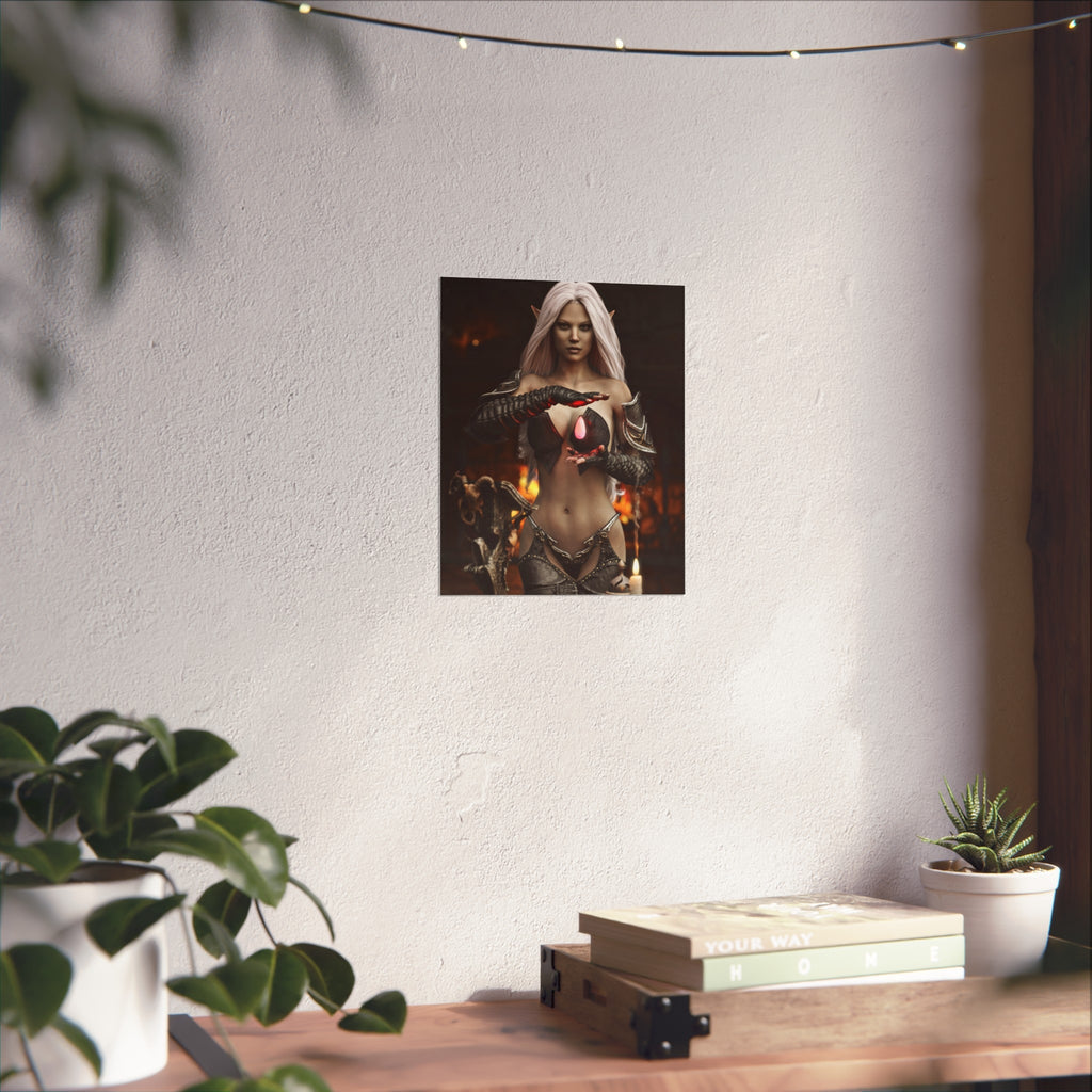 Fantasy Sorceress Art Poster — Dark Magic Goddess Wall Print - No AI - Human generated