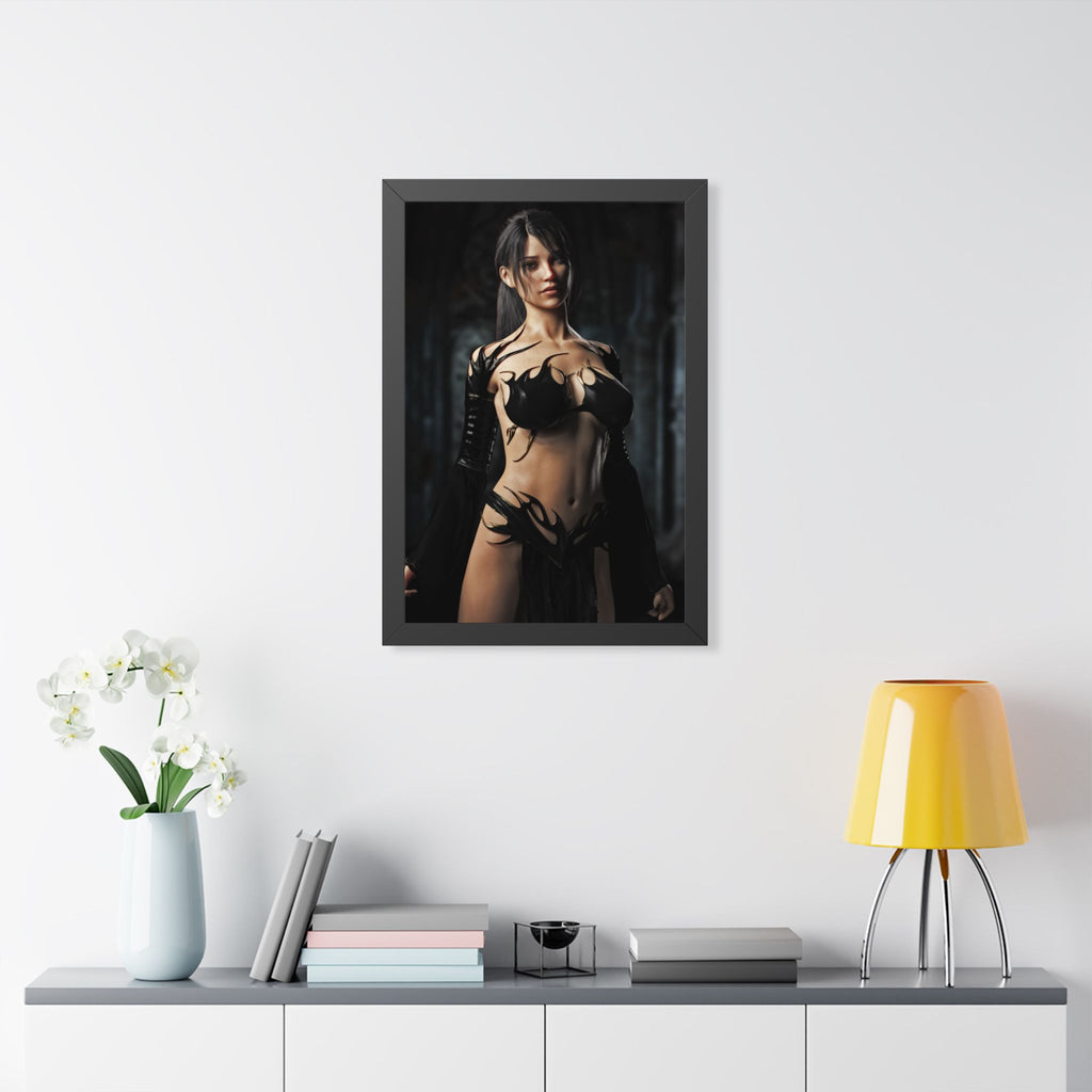 Framed Poster — Dark Fantasy Sorceress Woman Art Print- No AI- Human created illustration art