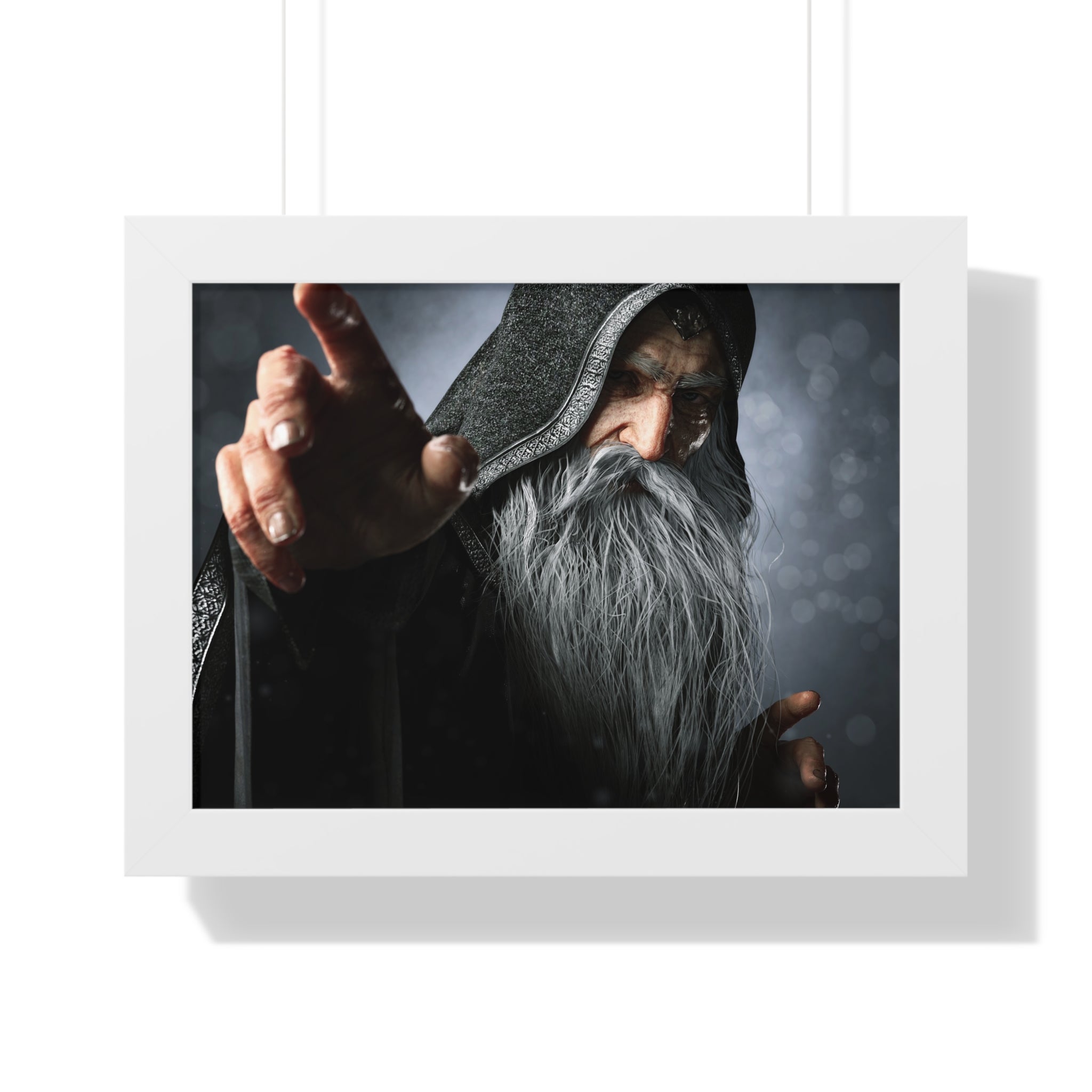 Framed Poster — Mystical Hooded Wizard Art Print - No AI - Human created illustration art