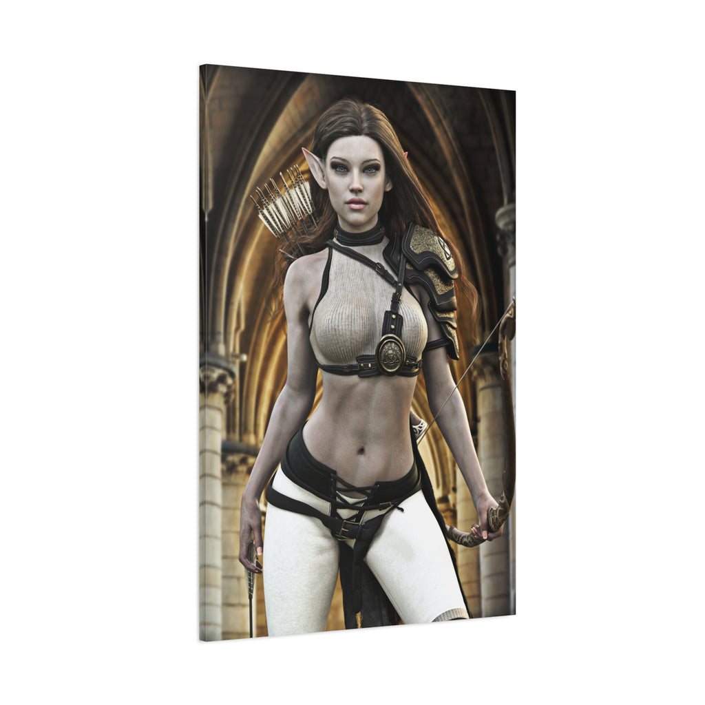 Fantasy Elven Archer Canvas Print – Warrior Elf Wall Art- No AI- Human created illustraion art