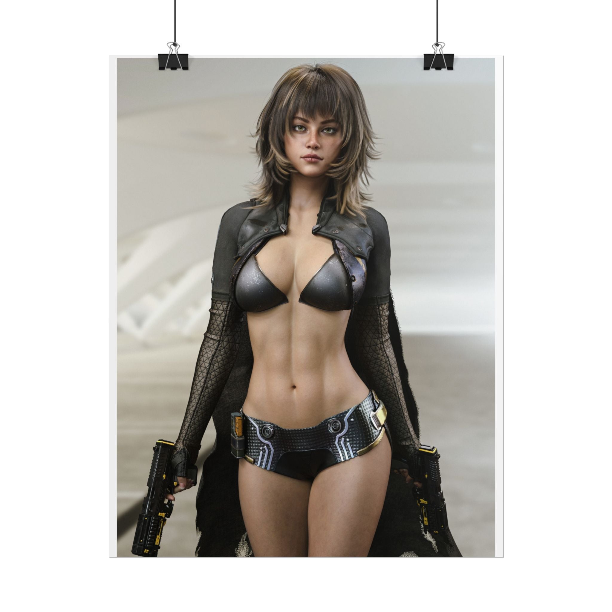 Futuristic Femme Fatale Sci‑Fi Poster — Rolled Art Print