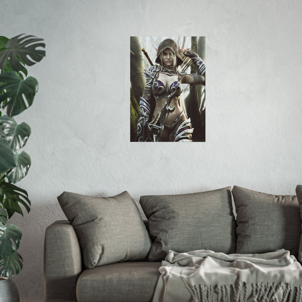 Fantasy Archer Warrior Fine Art Poster — Female Ranger Wall Art for Gamers & RPG Fans
