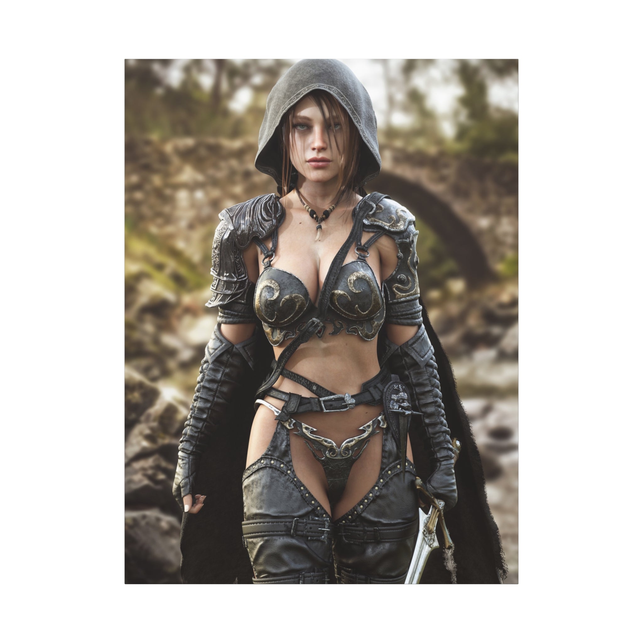 Fantasy Warrior Woman Matte Canvas Print - No AI- Human created illustration art
