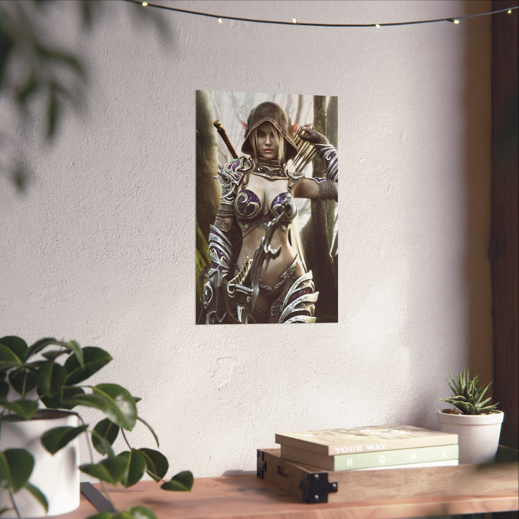 Fantasy Archer Warrior Fine Art Poster — Female Ranger Wall Art for Gamers & RPG Fans