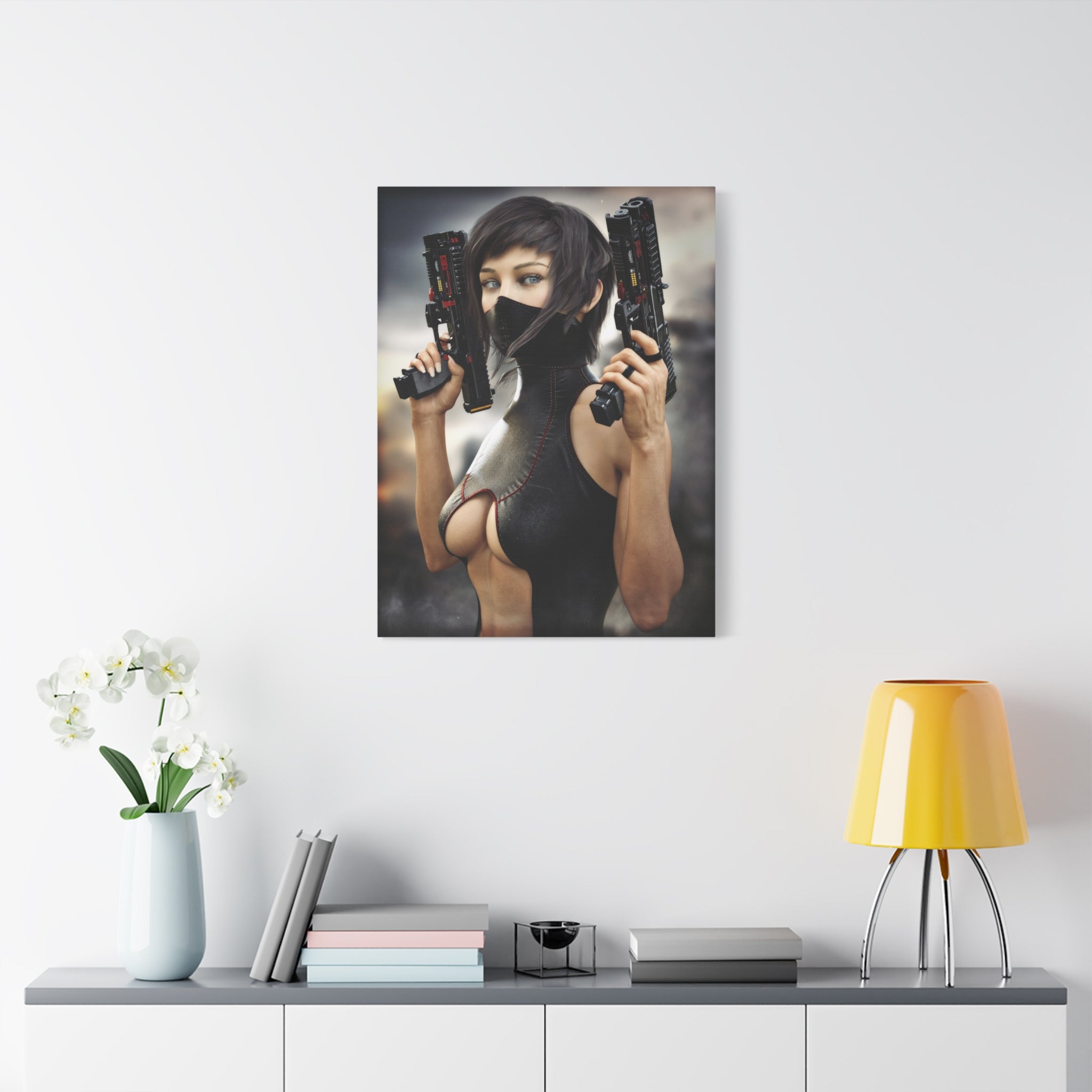 Futuristic Assassin Matte Canvas Wall Art - No Ai- Human created illustration art