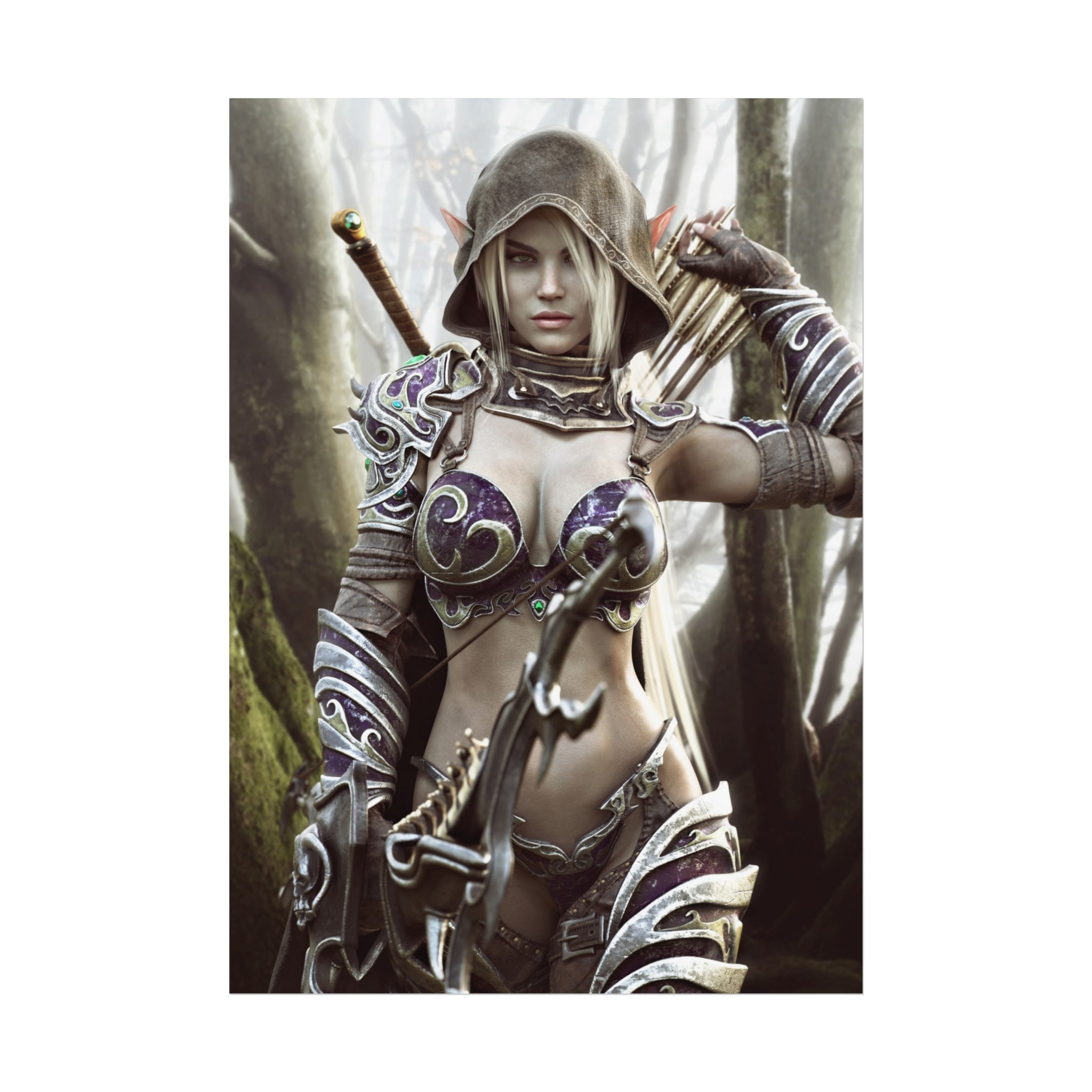 Fantasy Archer Warrior Fine Art Poster — Female Ranger Wall Art for Gamers & RPG Fans