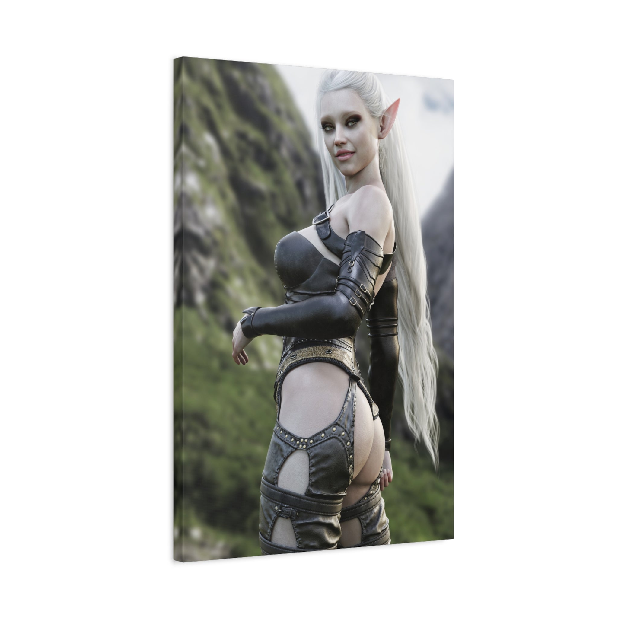 Fantasy Elf Warrior Canvas Print — Matte Stretched Wall Art- No AI - Human created illustration art
