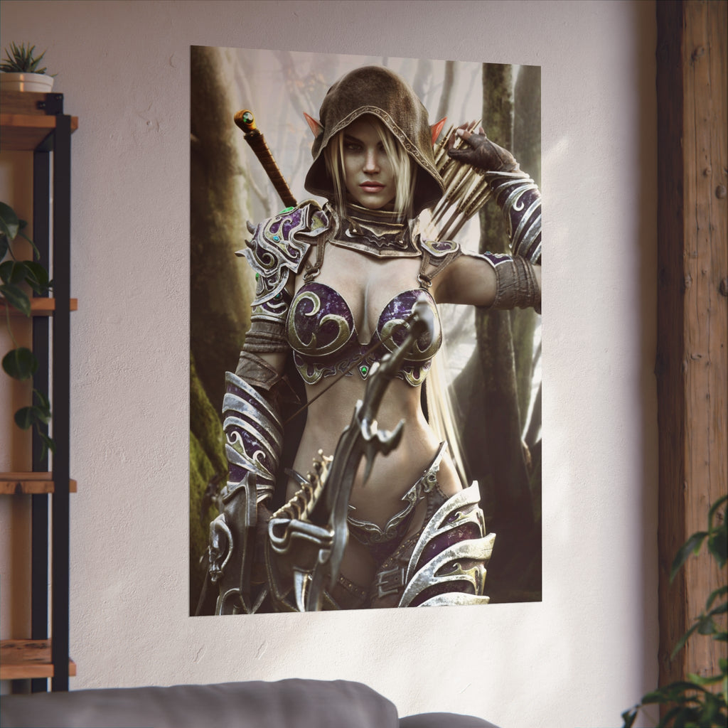 Fantasy Archer Warrior Fine Art Poster — Female Ranger Wall Art for Gamers & RPG Fans