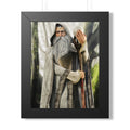 Framed Poster — Wise Wizard with Staff Fantasy Art- No ai - Human created illustration art