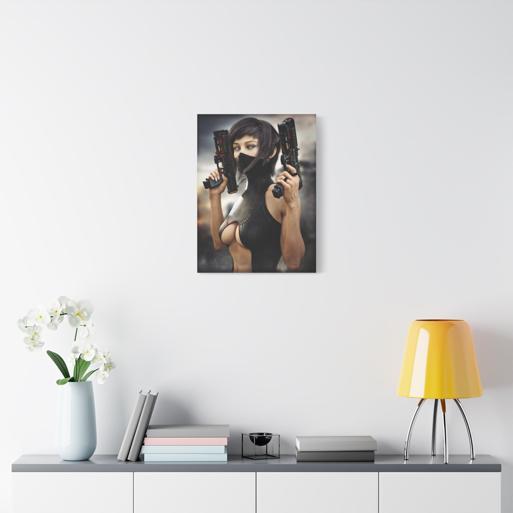 Futuristic Assassin Matte Canvas Wall Art - No Ai- Human created illustration art