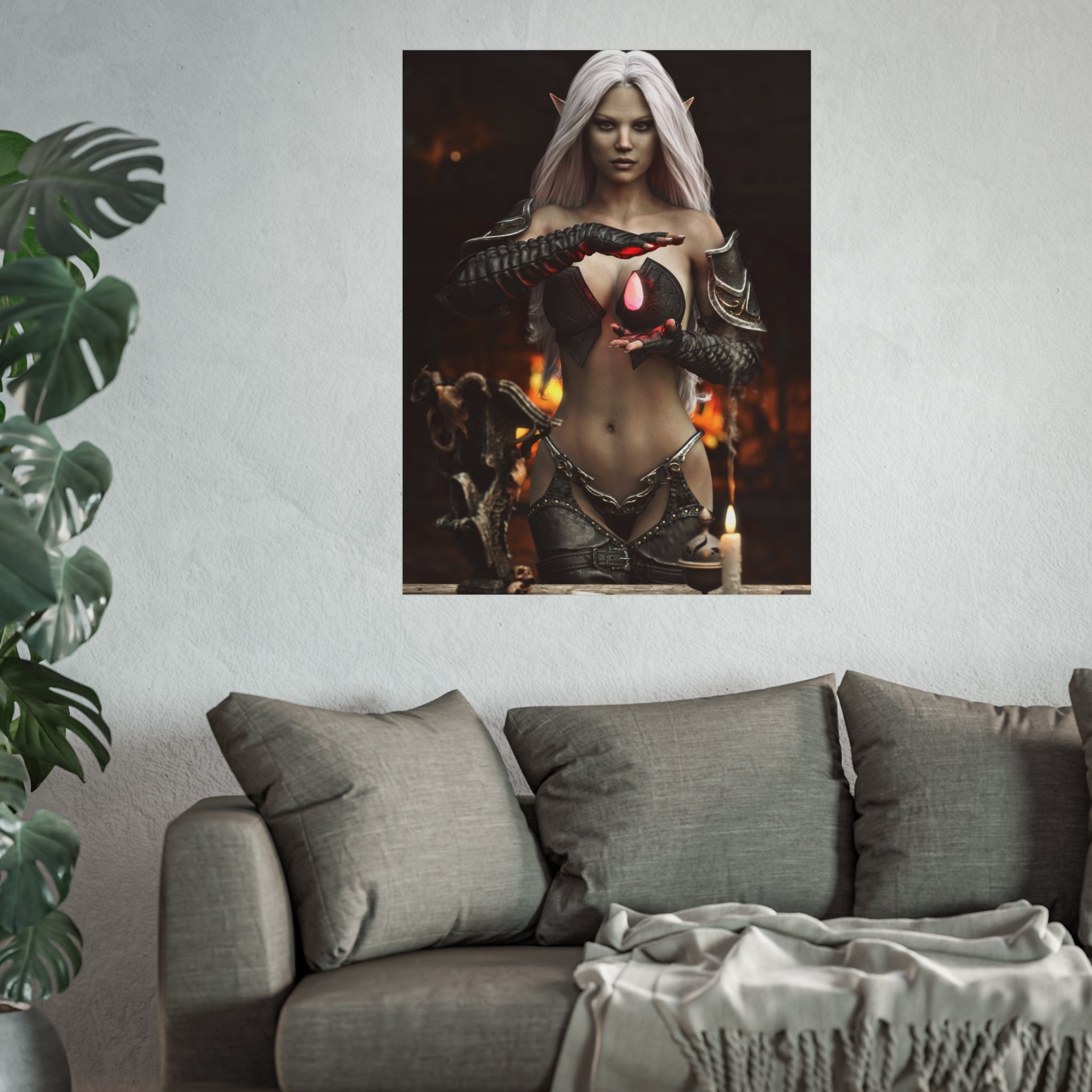 Fantasy Sorceress Art Poster — Dark Magic Goddess Wall Print - No AI - Human generated