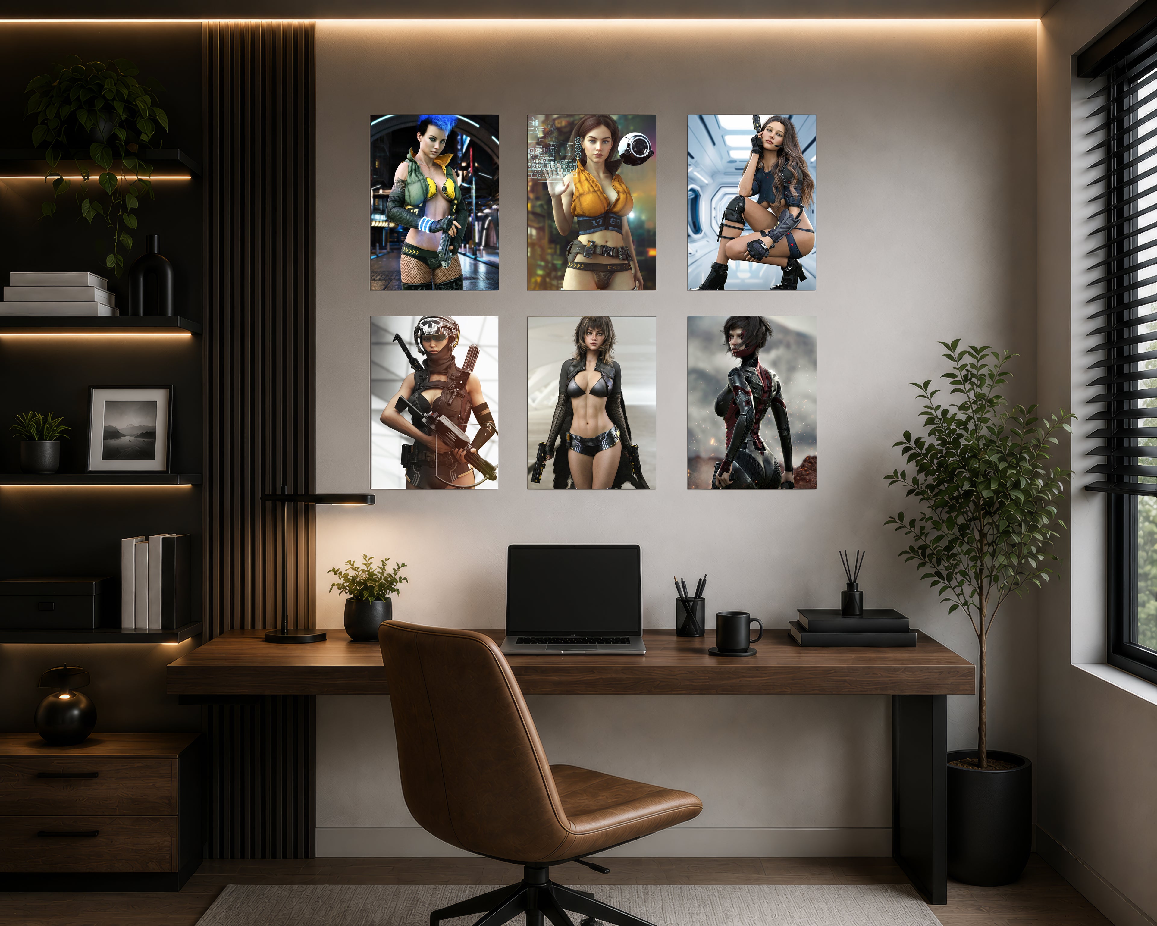 Collection of sci_fi metal posters of various sci-fi woman