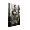 Handcrafted Fantasy Elf Ranger wall art featuring a skilled female elven archer carrying an ornate longbow and quiver while standing in an enchanted forest. Fantasy artwork perfect for gaming rooms, RPG fans, archery enthusiasts, and medieval fantasy décor.